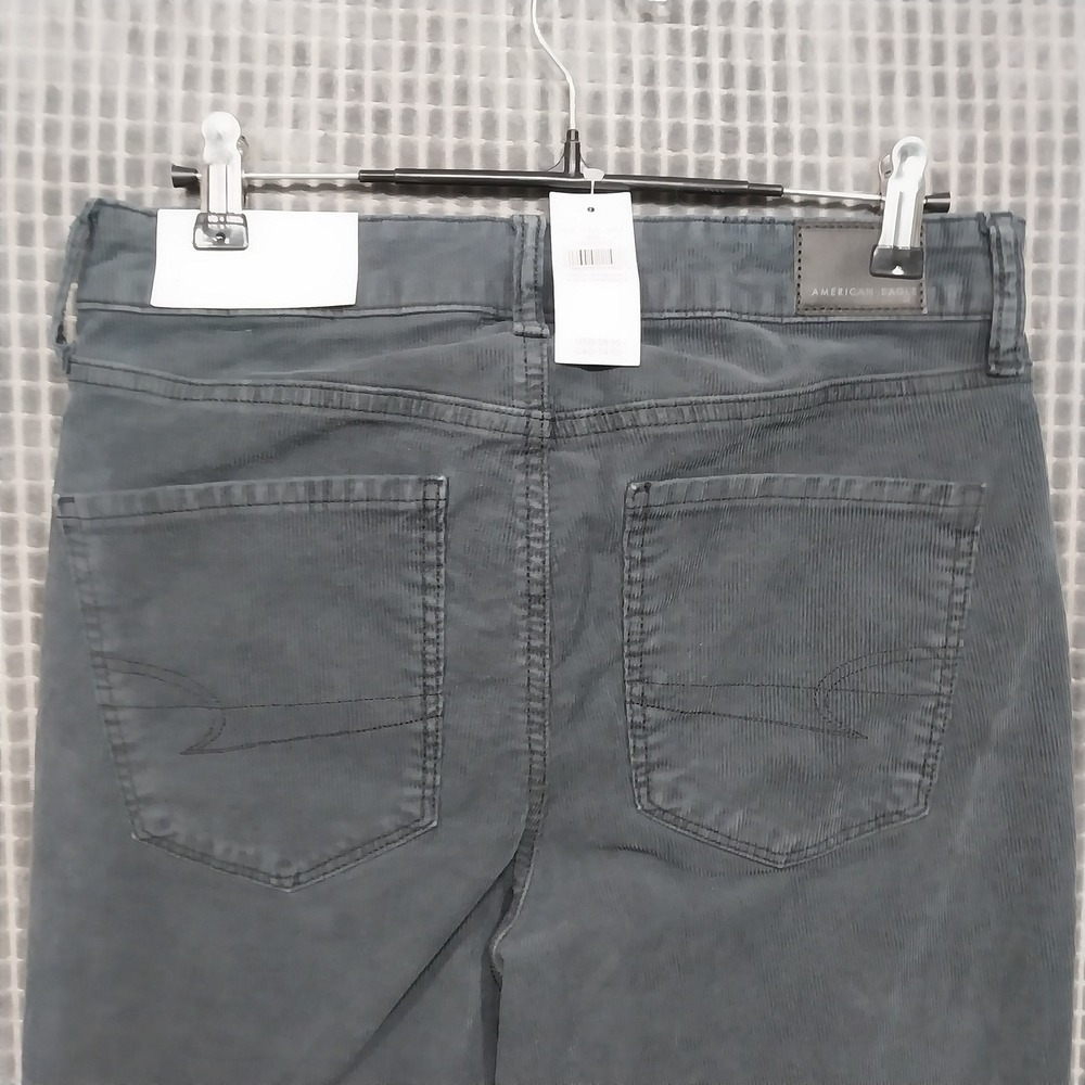 American Eagle Women Pants Super Hi-Rise‎ Flare Corduroy Button Fly 6 Gray Blue - Picture 10 of 15